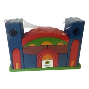 Large Castle Wooden Block Stacking Toy Colored Gluckskafer Glueckskaefer Germany